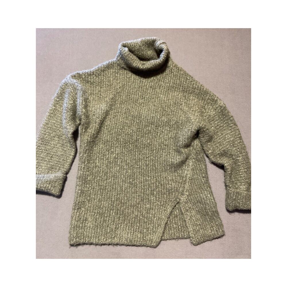 Express Womens Oversize Large Cowl Neck Tunic Sweater Green Chunky Cozy Soft